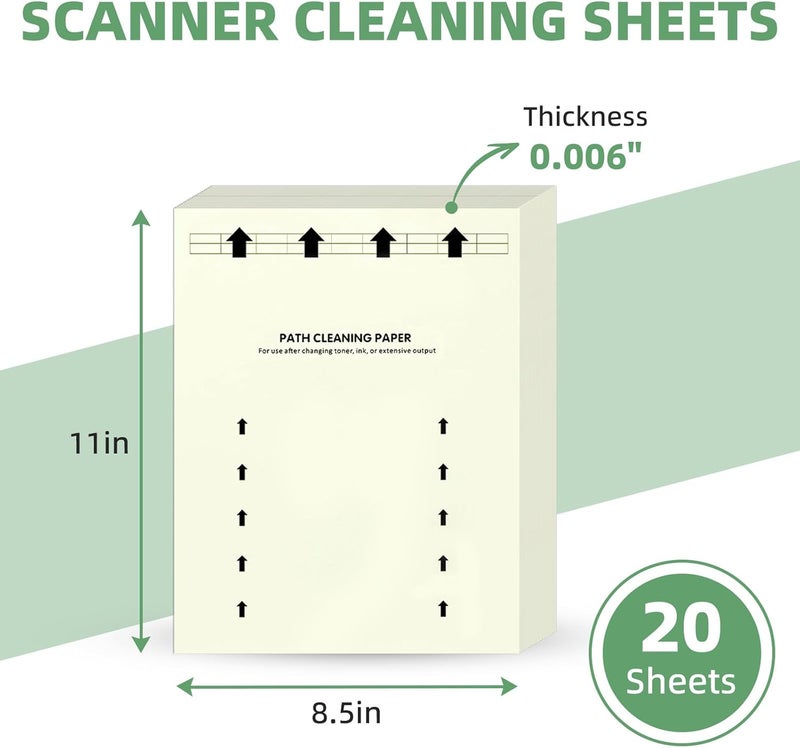 PROSOCOOL Printer Cleaning Sheets 20 PCS for Laser & Inkjet Copier Fax Roller Cleaning, 8.5 x 11 Inch Scanner Cleaning Sheets, Universal Roller Cleaning Paper, Dust & Debris Removal Roller Cleaning Paper - Image 2